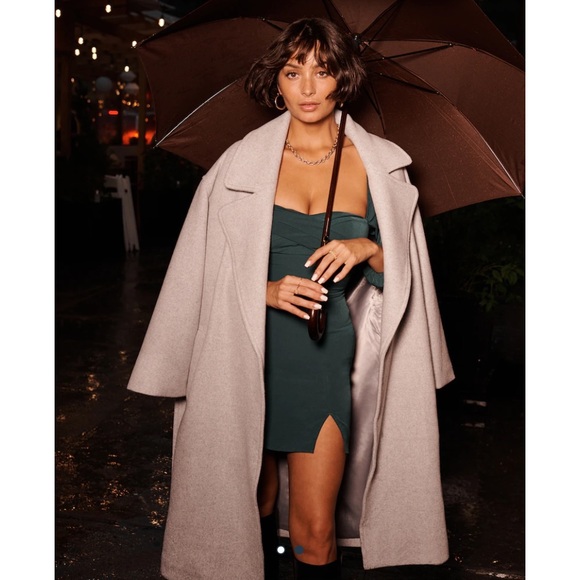 Long-Sleeve Draped Bodice Mini Dress - Picture 2 of 4